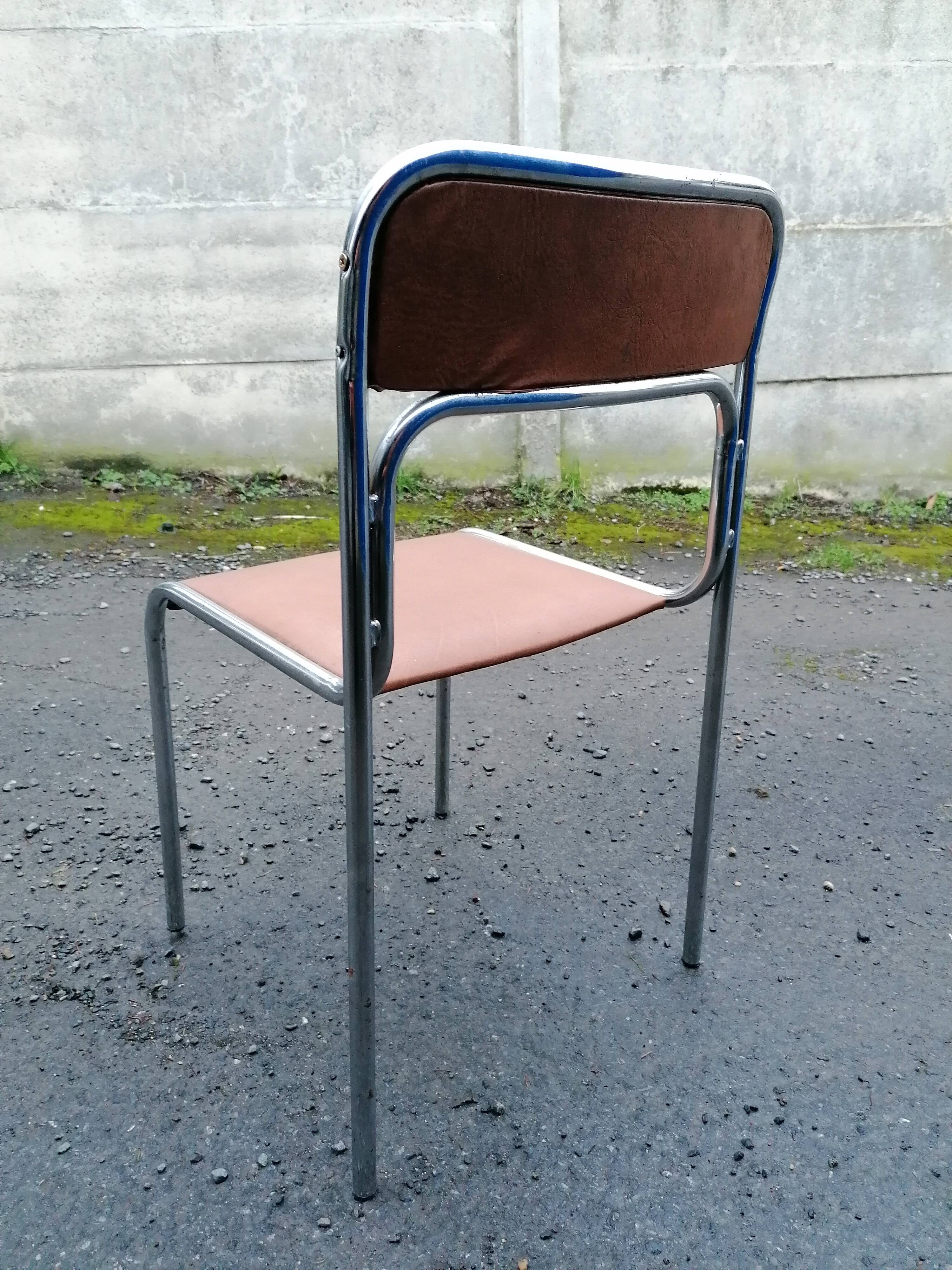 Lot 2 ascona chrome steel chrome chairs imitation vintage brown 1970