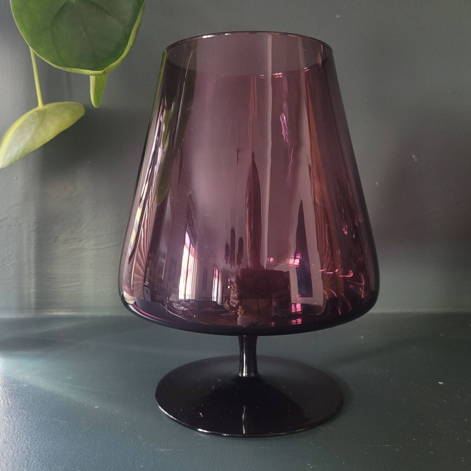 Vintage Ingrid Glashütte purple glass bowl – 70s modernist design