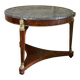 Empire pedestal table in mahogany and bronze, Saint-Anne grey marble with groove, circa 1800
