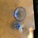 6 champagne glasses in blue glass and vintage transparent base