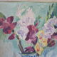 Ancient painting painted on cardboard bouquet of flowers in a vase