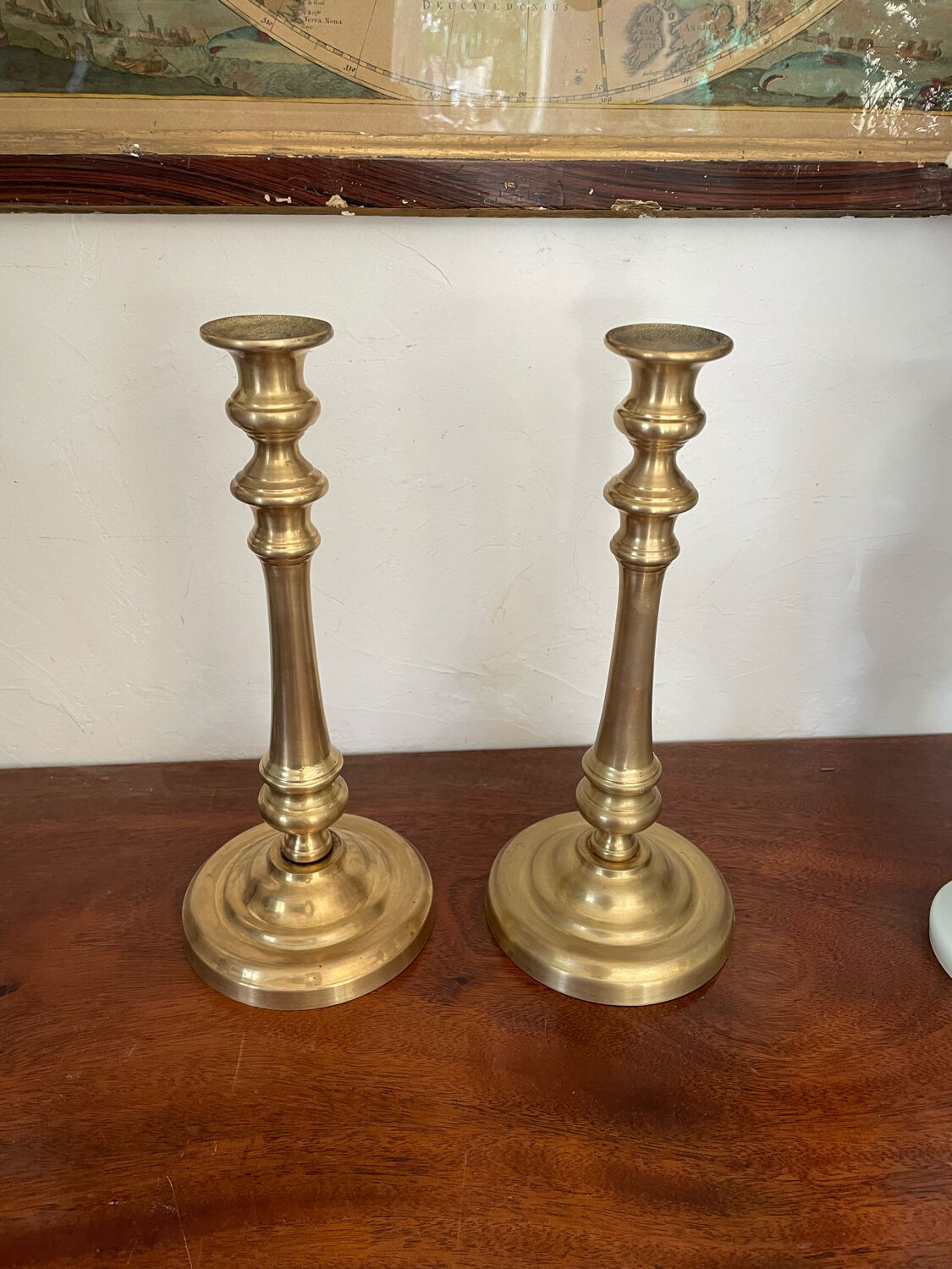 Pair of brass candle holders 28,5cm