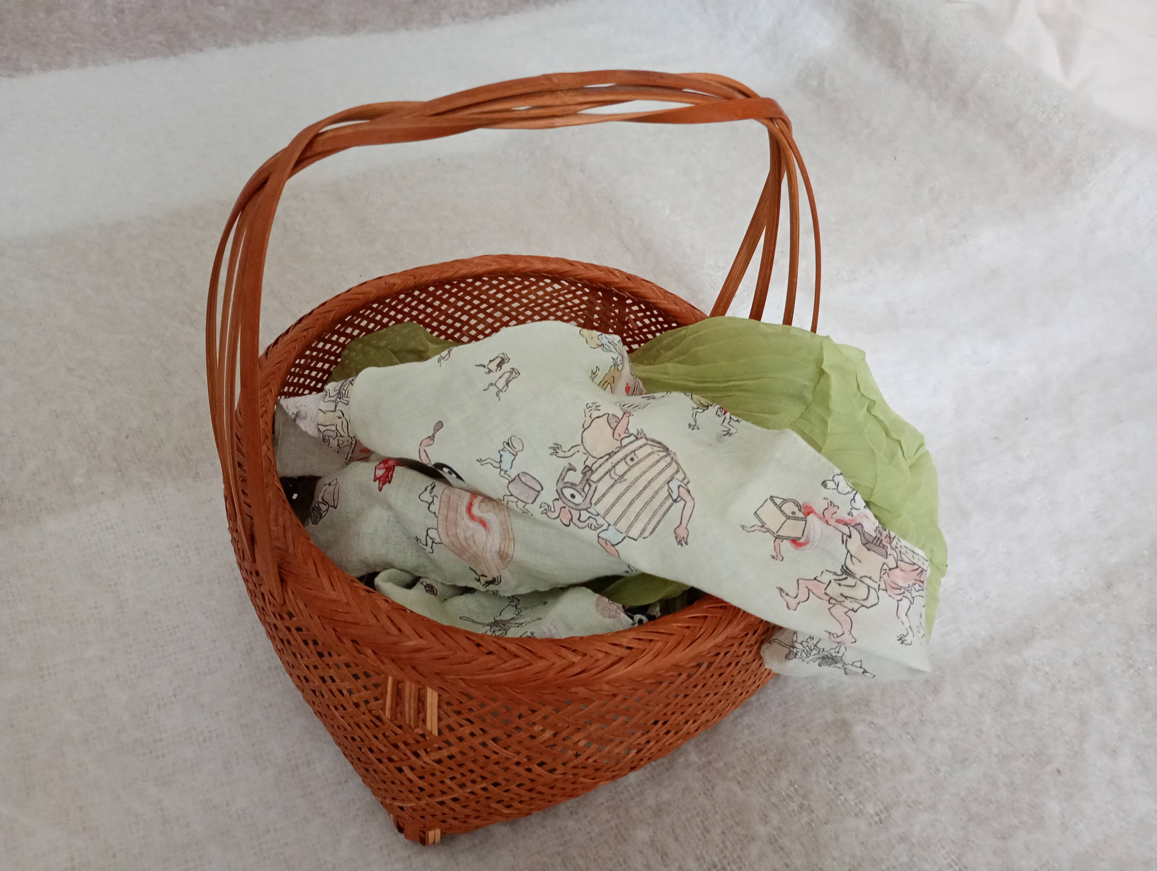 Asian woven bamboo basket