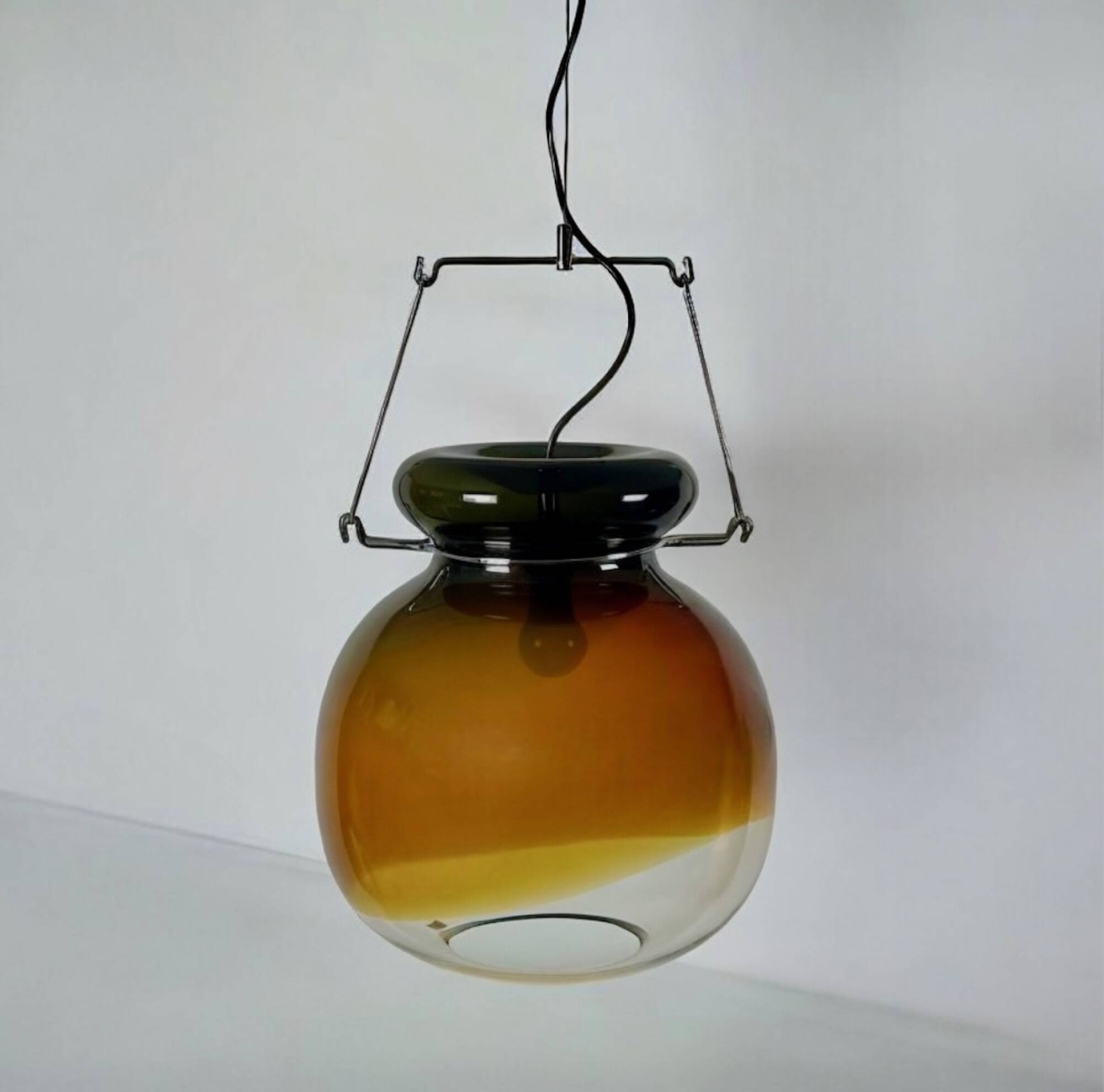 Murano amber glass chandelier from the 70s Tony Zuccheri design for Veart