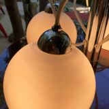Italian chandelier in opaline and plexiglass 70's