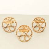 Set of three 1970s rattan stools, Spain.