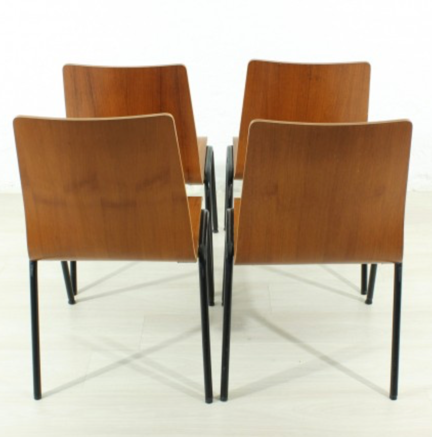 Set of 4 teak chairs from the 1960s
