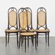 Lot de 4 chaises hautes vintage en bois courbé « Long John » de Thonet