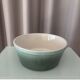 Vintage Scandinavian Stoneware Serving Bowl – Moss Green & Ivory – Mid Cent