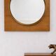 Vintage wall mirror — wood & brass finish (1970s)