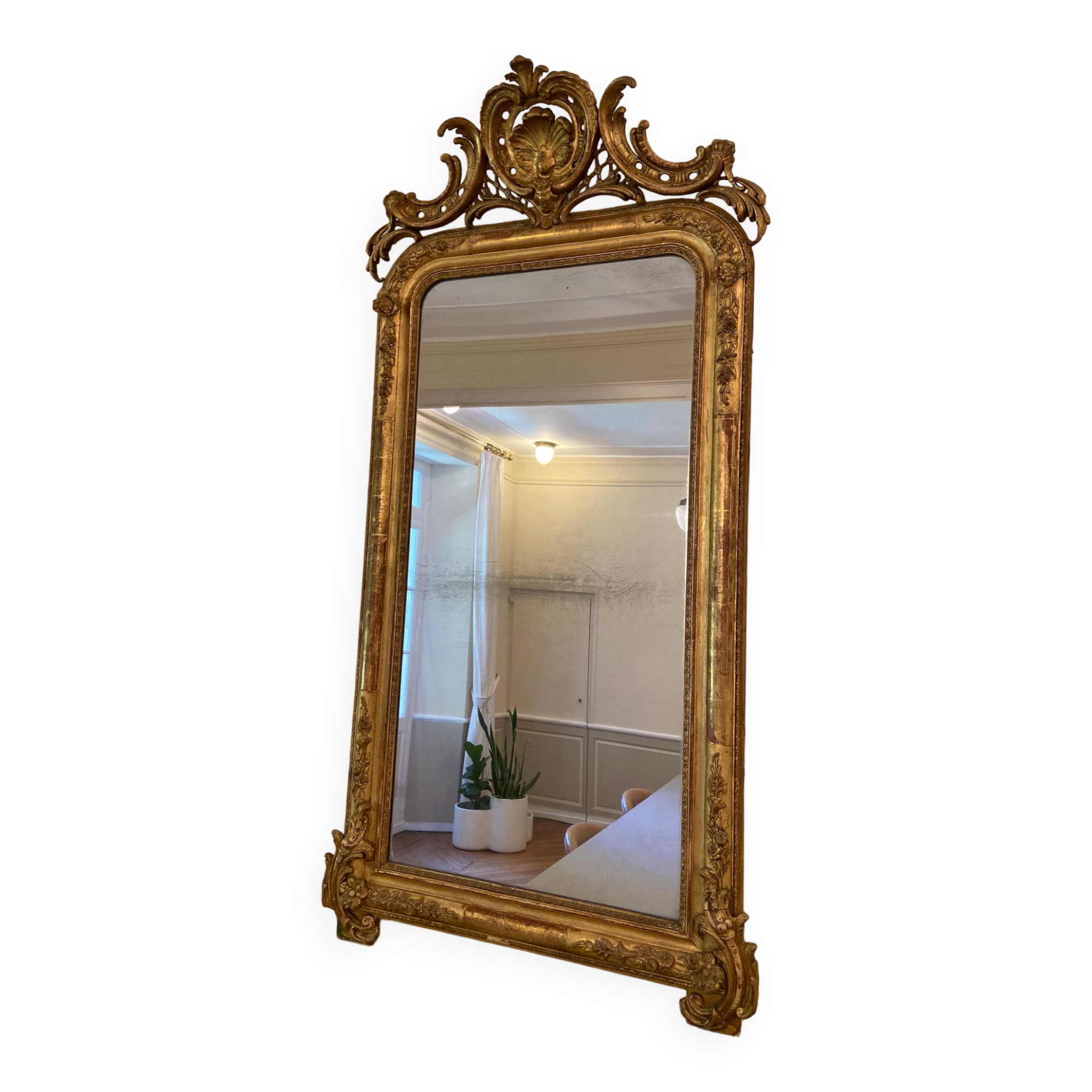 Old mercury mirror with pediment