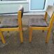 Set of 4 chairs in blond wood and gray fabric - vintage