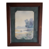 Ancient painting depicting a landscape