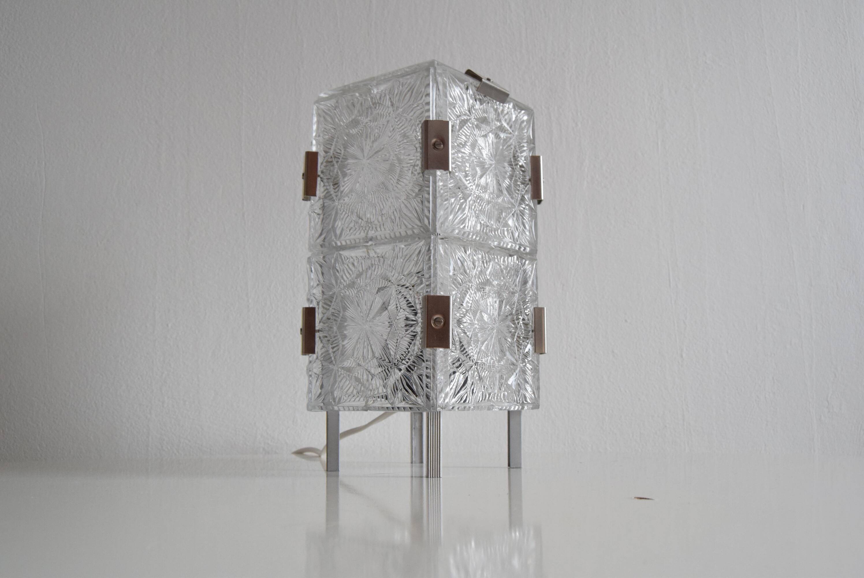 Vintage Glass  Table Lamp by Josef Hejtman for Kamenicky Senov,Czechoslovakia,1960's.