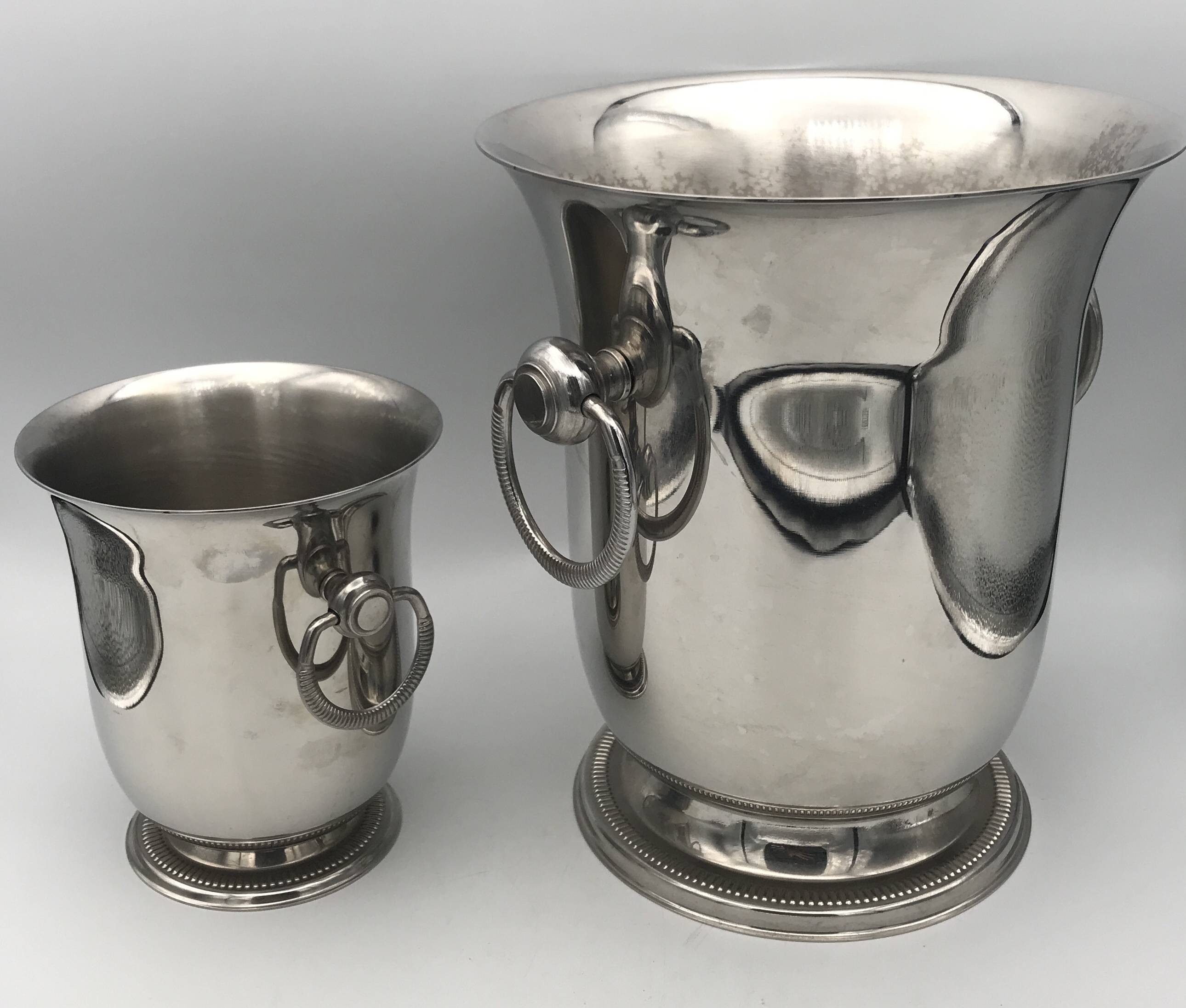 Jean COUZON champagne bucket and ice bucket set on pedestal