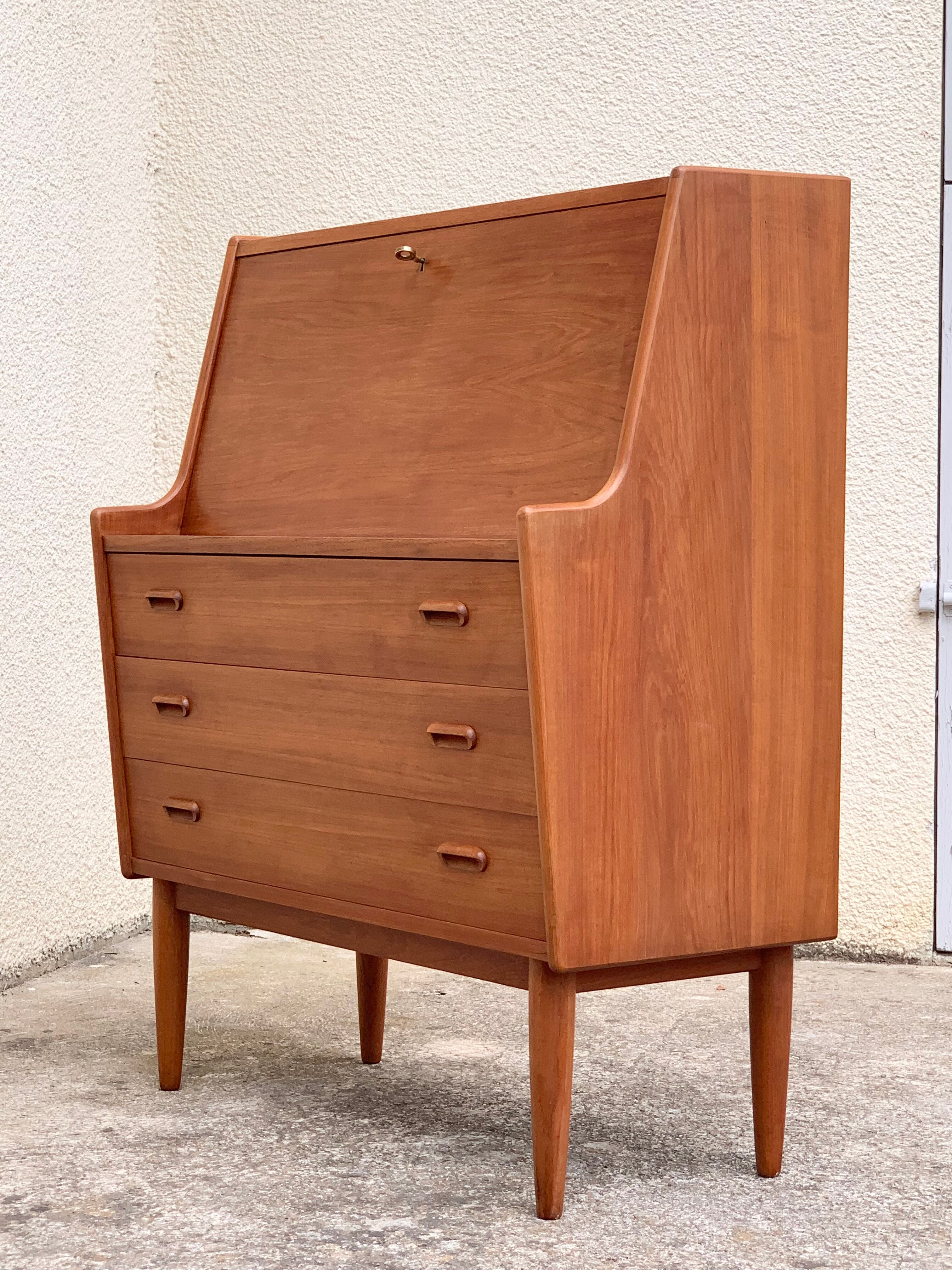 Secretary chest of drawers Teak by Arne Wahl Iversen for Falster Modelfabrik 1960