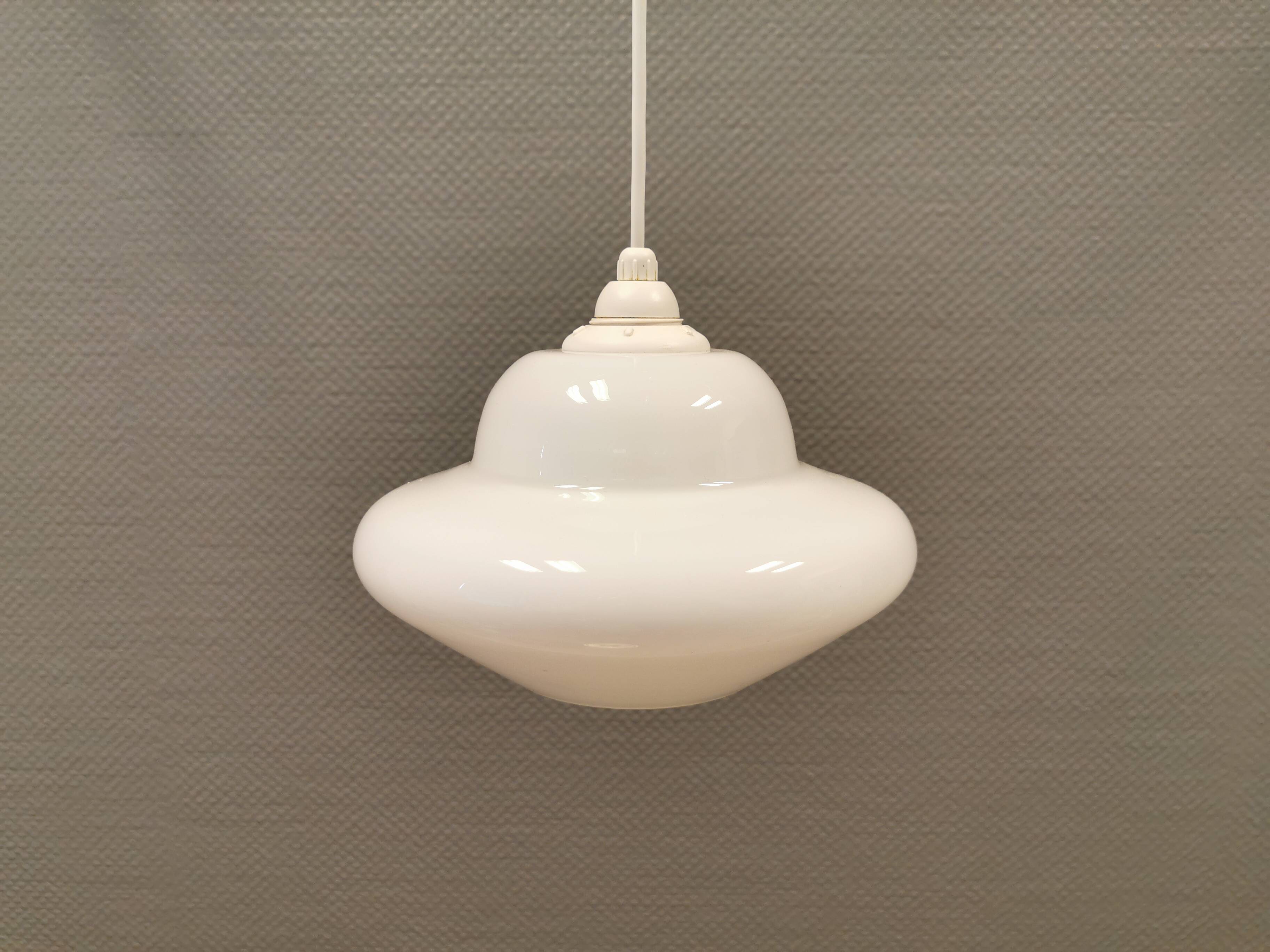 Small hanging lamp in white opal glass