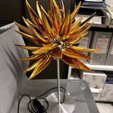 Aloe Blossom table lamp, designed by Jeremy Cole, bone china in gold with stainless steel frame and glass diffuser