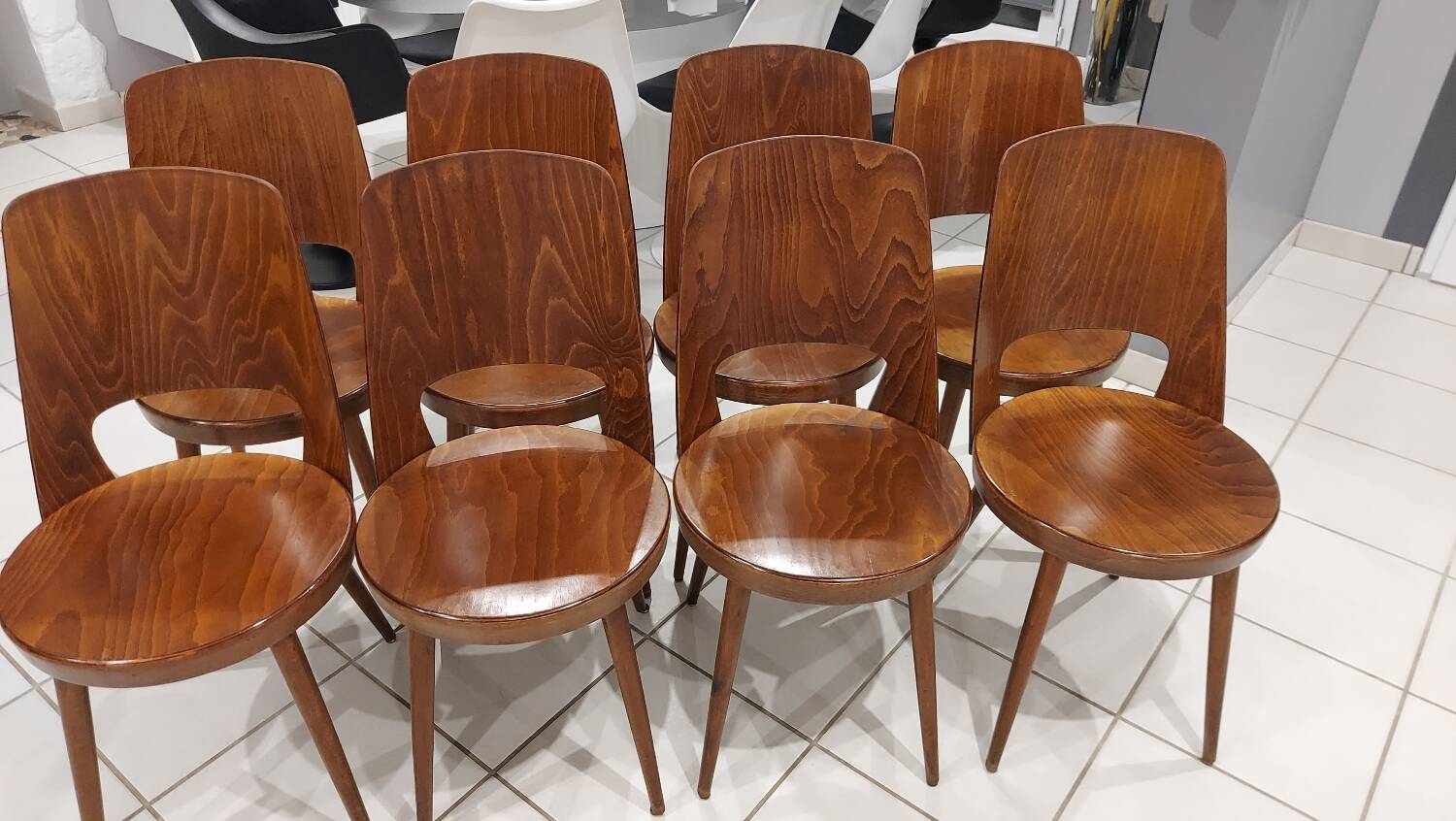 Set of 8 Baumann Bistrot chairs, Mondor model, vintage 1970s