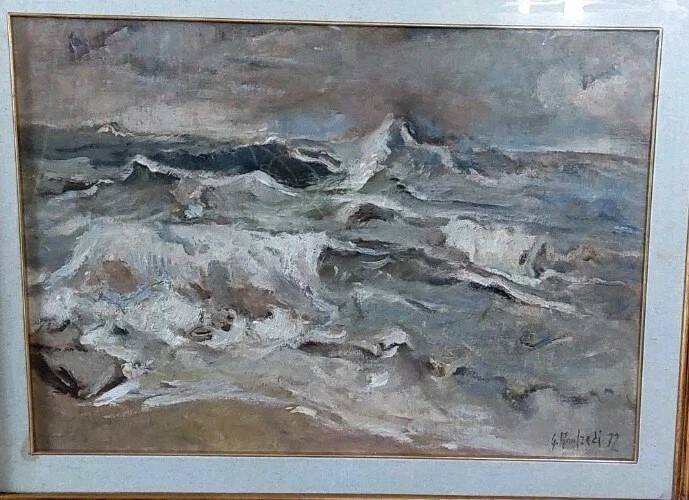 Giuseppe manfredi ( 1934 - 1987) marina peinture huile carton toile 70 x 50