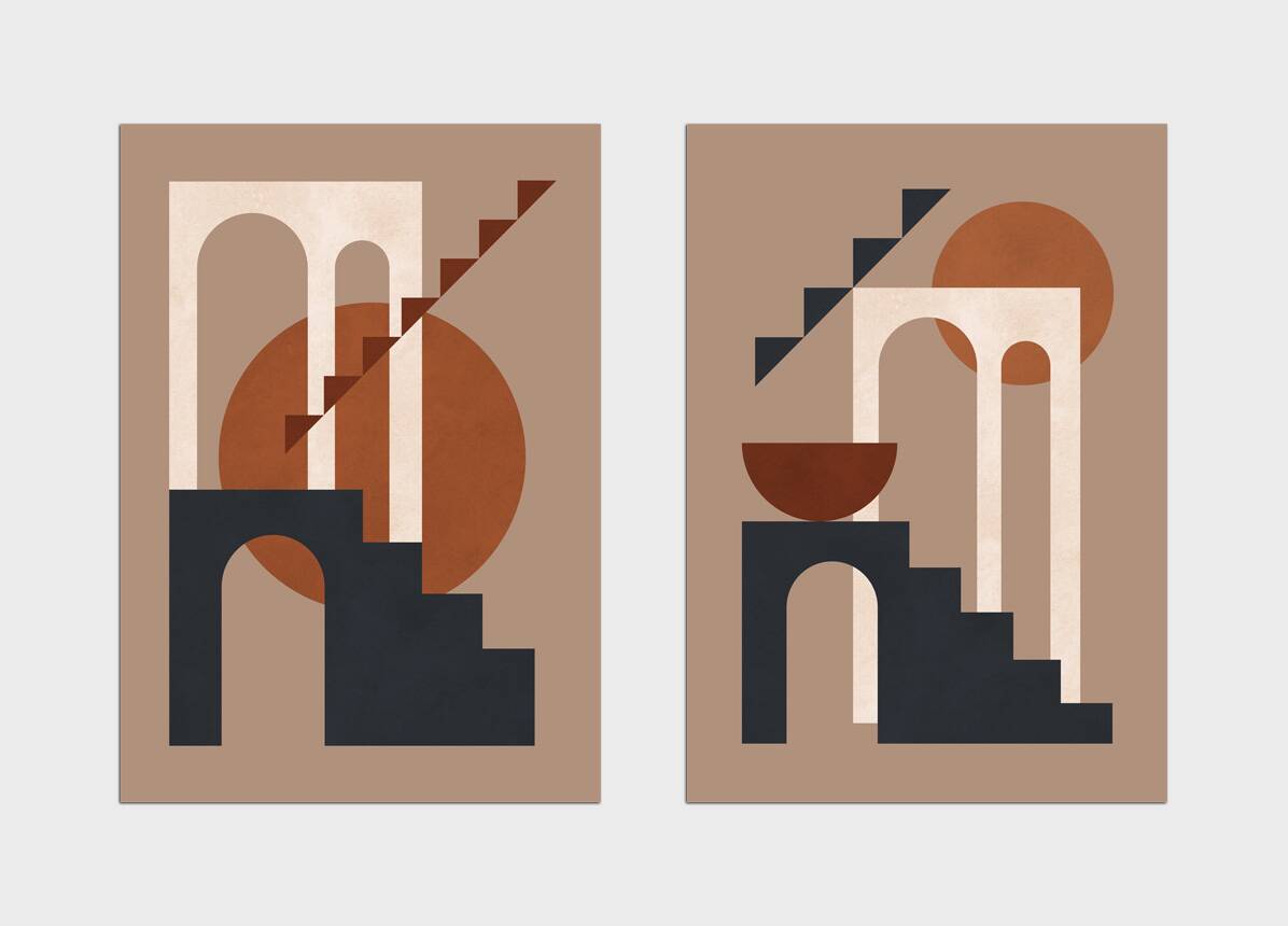 2 geometric art prints