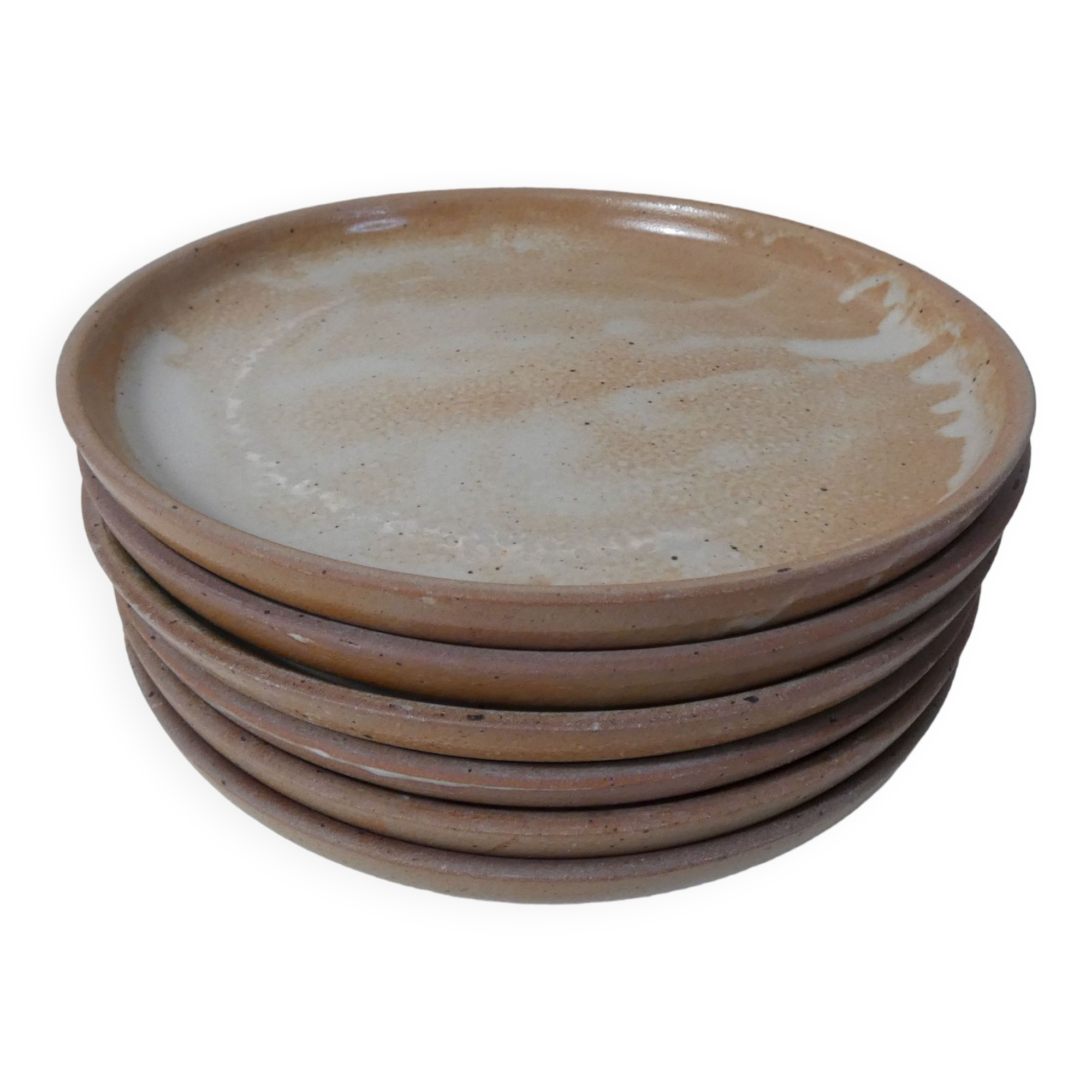 6 flat plates in Vintage stoneware
