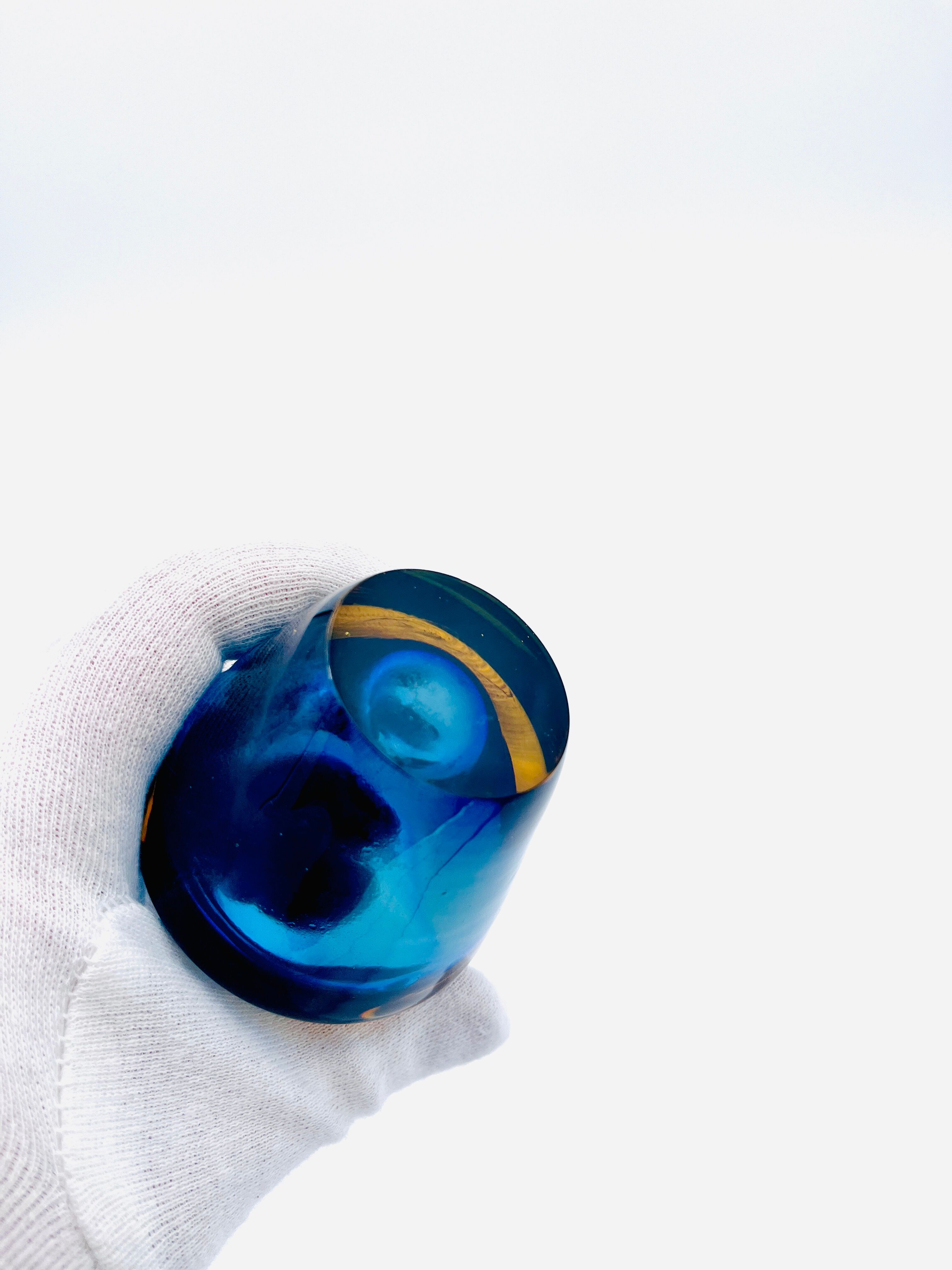 Soliflore Sommerso Flavio Poli Murano 26cm Blue Amber Gallery Condition