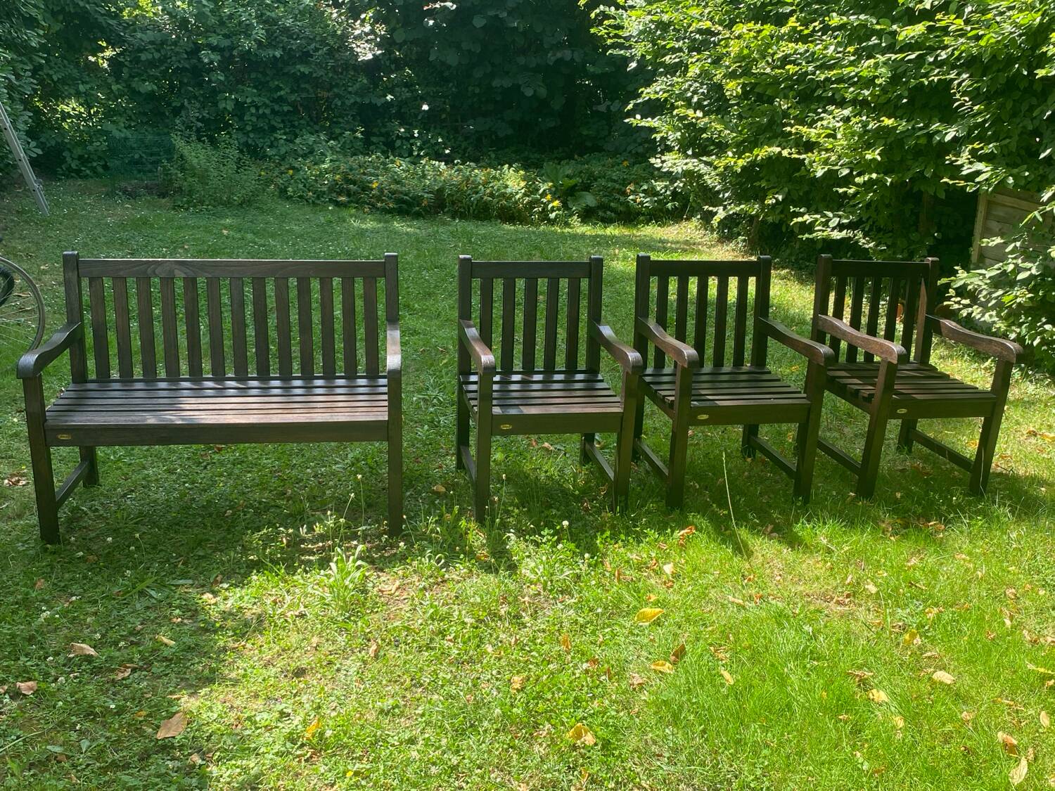 Medici French teak outdoor chairs and bench