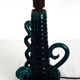 Pieds de lampe bougeoir émaillé vert Accolay vintage