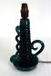 Pieds de lampe bougeoir émaillé vert Accolay vintage