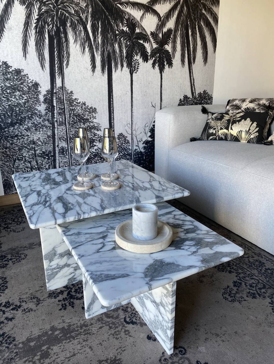 Square trundles 100% Arabescato marble