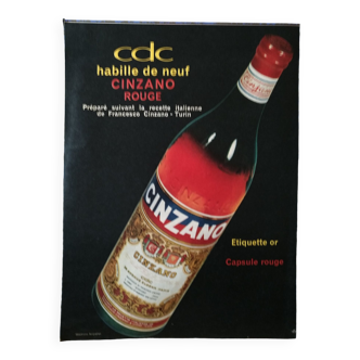 a red Cinzano wine aperitif paper advertisement from a period magazine