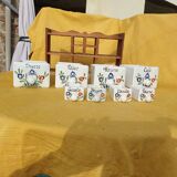 Vintage wooden spice rack with ceramic drawers