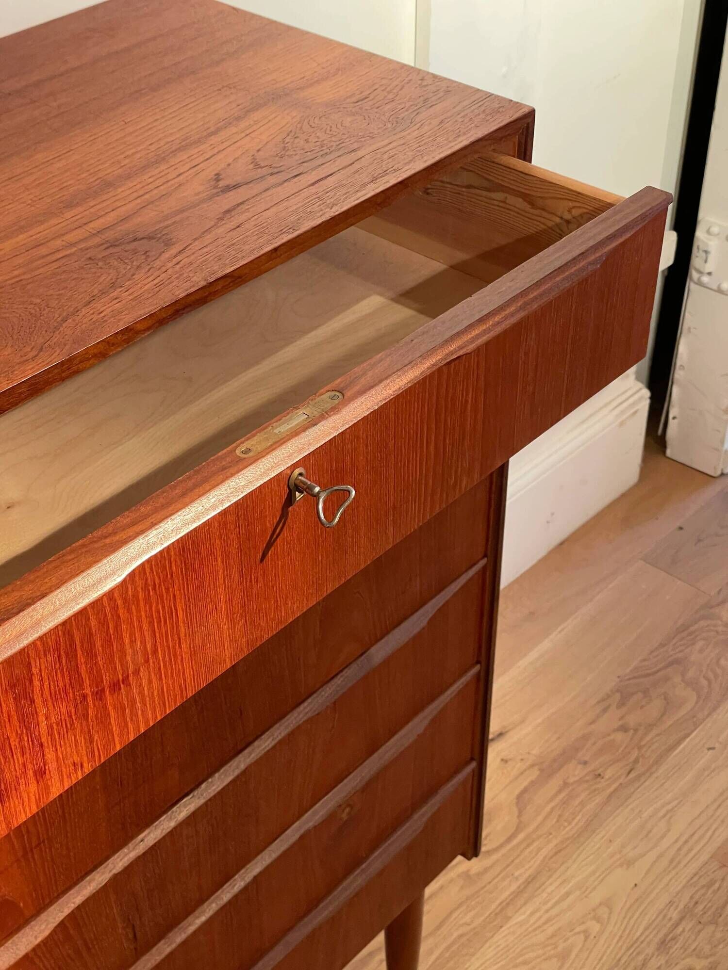 Vintage Scandinavian high chest of drawers in teak "Rigmor"