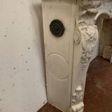 Louis XV style fireplace in white Carrara marble, 19th century