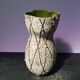 Ancient ceramic vase grey decor black, orange interior vintage green