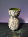 Ancient ceramic vase grey decor black, orange interior vintage green