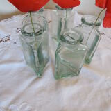 Lot of 5 triangular glass apothecary bottles