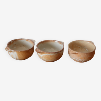 3 vintage stoneware bowls