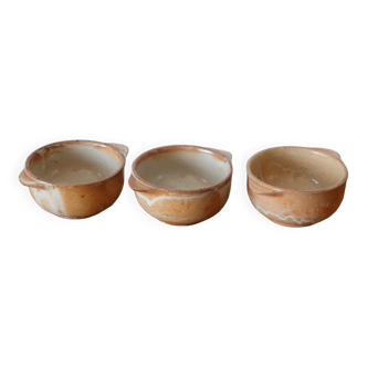 3 vintage stoneware bowls