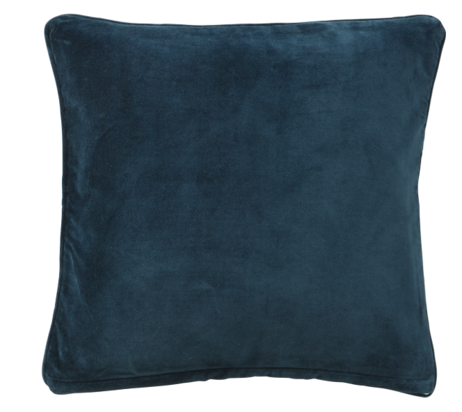 Coussin en velours 50x50cm couleur bleu mineral