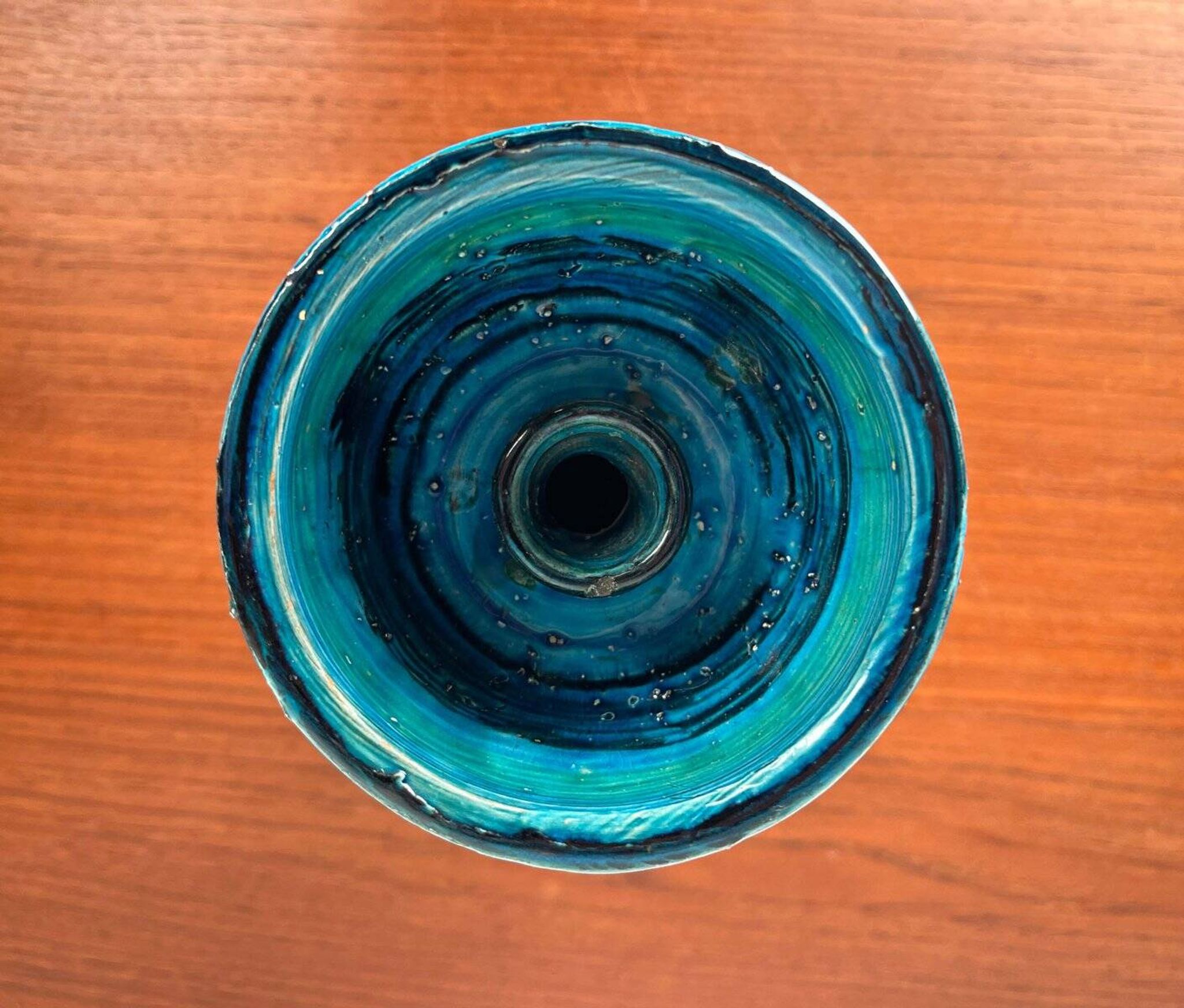 Rimini Blue Candle Holder in Mid-Century Ceramic by Aldo Londi for Bitossi, Italy, 1960s