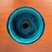 Rimini Blue Candle Holder in Mid-Century Ceramic by Aldo Londi for Bitossi, Italy, 1960s