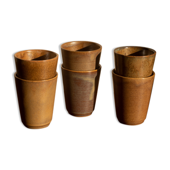 6 Digoin sandstone cups