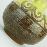 Vase strehla rda fat lava cruche glaçure de lave brune avec modèle jaune 9017