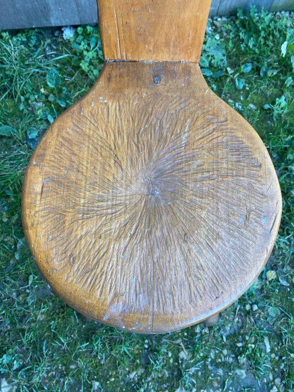 Ancienne chaise brutaliste deco montagne bois massif vintage