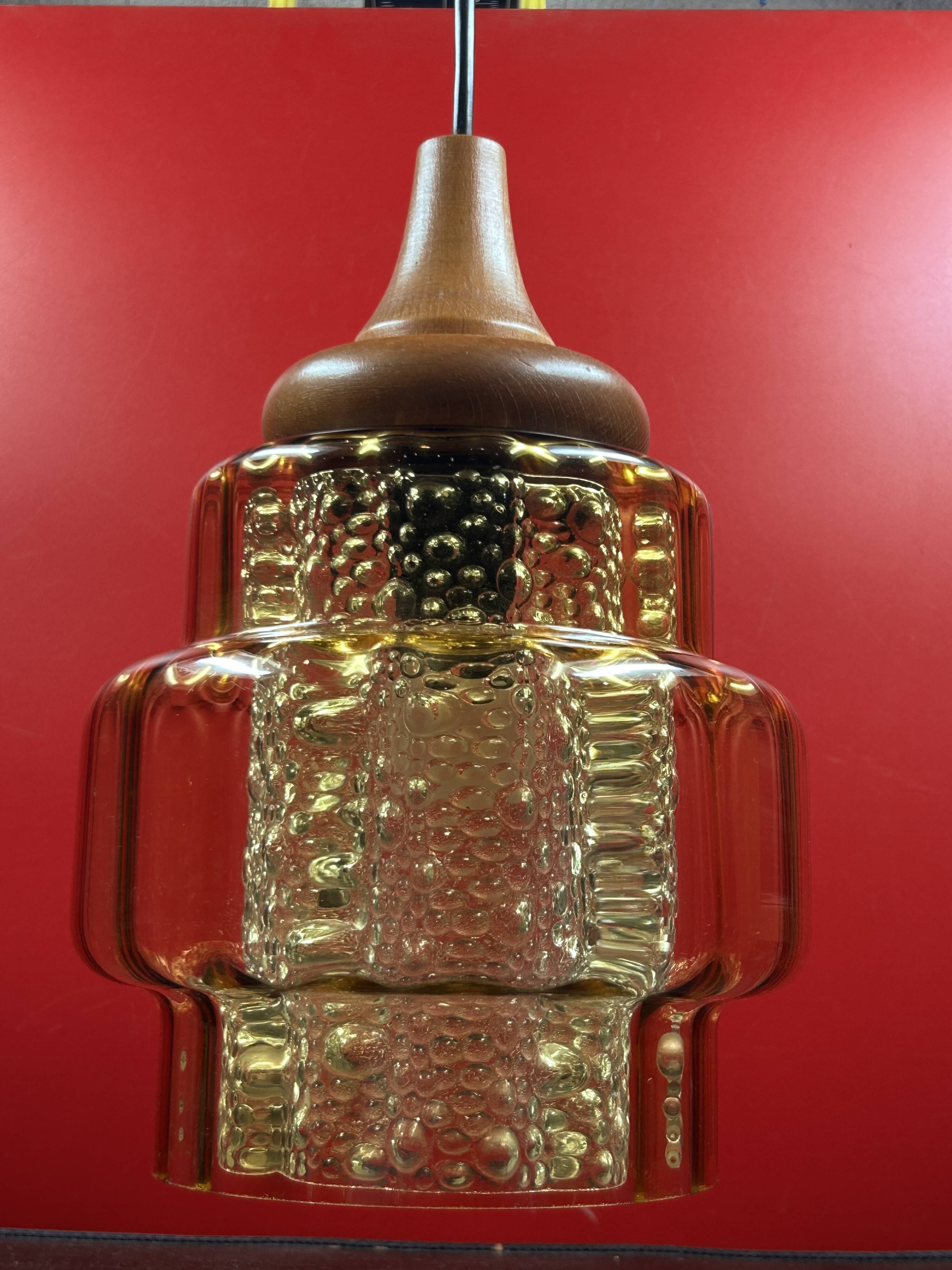 Pendant lamp, Vintage chandelier 1960s Carl Fagerlund GDR - Smoked glass