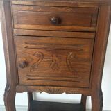 Nightstand / side table in wood and marble, late 19th century.