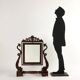 Small antique psyché mirror in mahogany and poplar, Italy, 19th century.