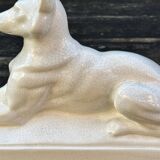 Chien art déco en faïence craquelée